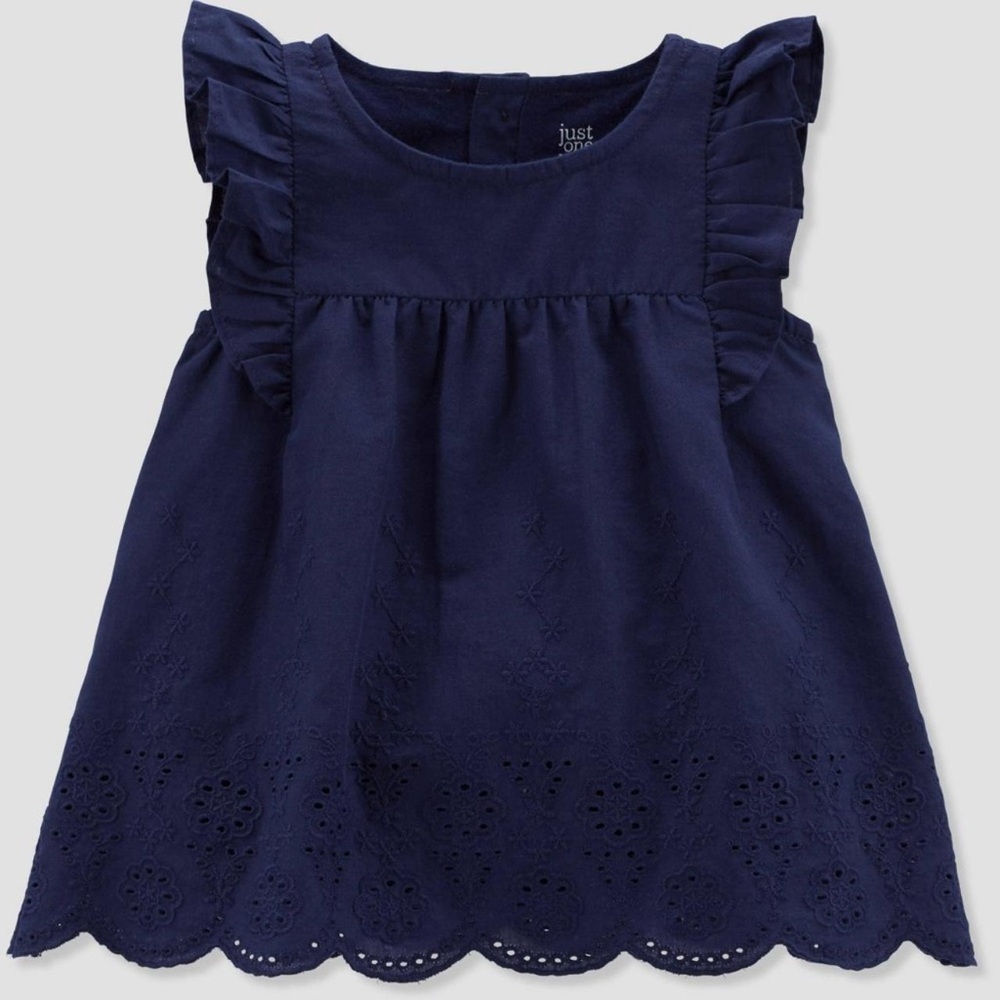 Carter’s Eyelet Sunsuit Romper Dress Navy Blue Size 18 Months